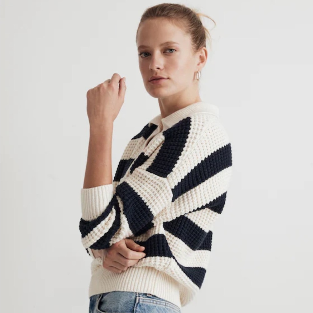 Madewell Waffle-Knit Henley Sweater - Picture 3 of 9
